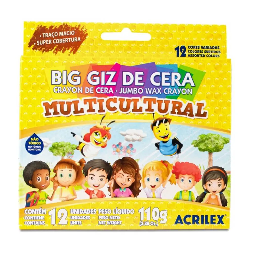 Giz De Cera Acrilex Multi Tonal 12 Cores
